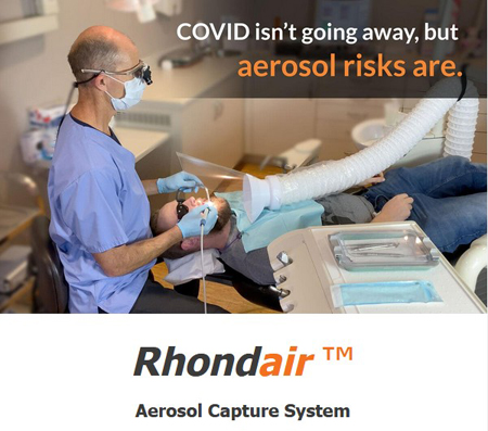 Rhondair advertisement for a dental office aerosol capture system